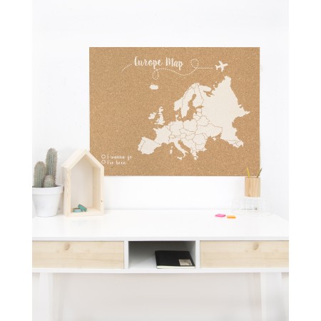 Cortiça mapa da Europa branco