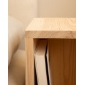 Mesa de cabeceira de madeira natural