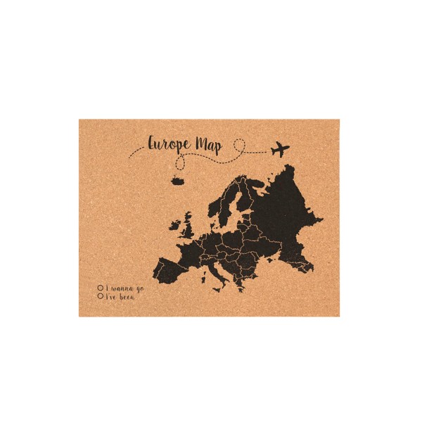 Cortiça mapa da Europa preto